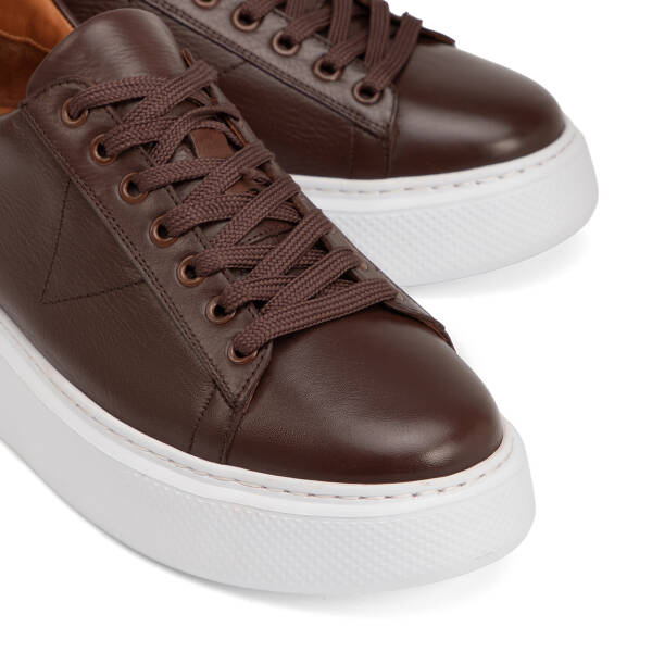Kahverengi Hakiki Deri Erkek Sneaker - E4MEAY057784-A24 - 3