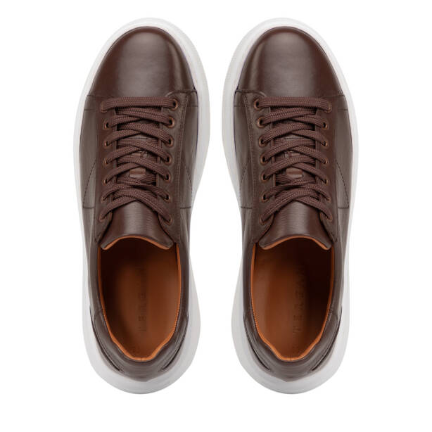 Kahverengi Hakiki Deri Erkek Sneaker - E4MEAY057784-A24 - Tergan Four Season