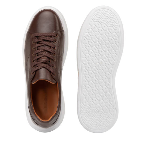 Kahverengi Hakiki Deri Erkek Sneaker - E4MEAY057784-A24 - Tergan Four Season