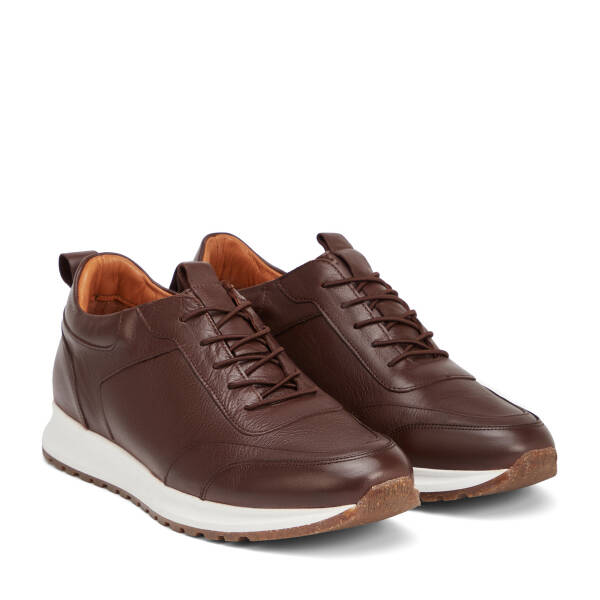Kahverengi Hakiki Deri Erkek Sneaker - E4MEAY057787-A24 - 2