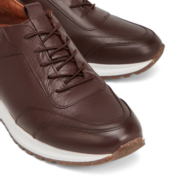 Kahverengi Hakiki Deri Erkek Sneaker - E4MEAY057787-A24 - 3