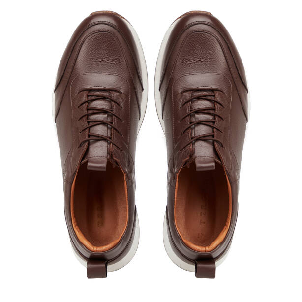 Kahverengi Hakiki Deri Erkek Sneaker - E4MEAY057787-A24 - Tergan Four Season