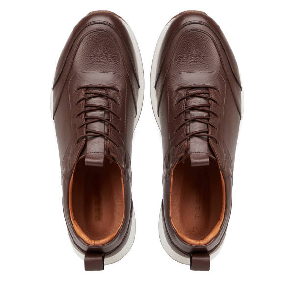 Kahverengi Hakiki Deri Erkek Sneaker - E4MEAY057787-A24 - 5