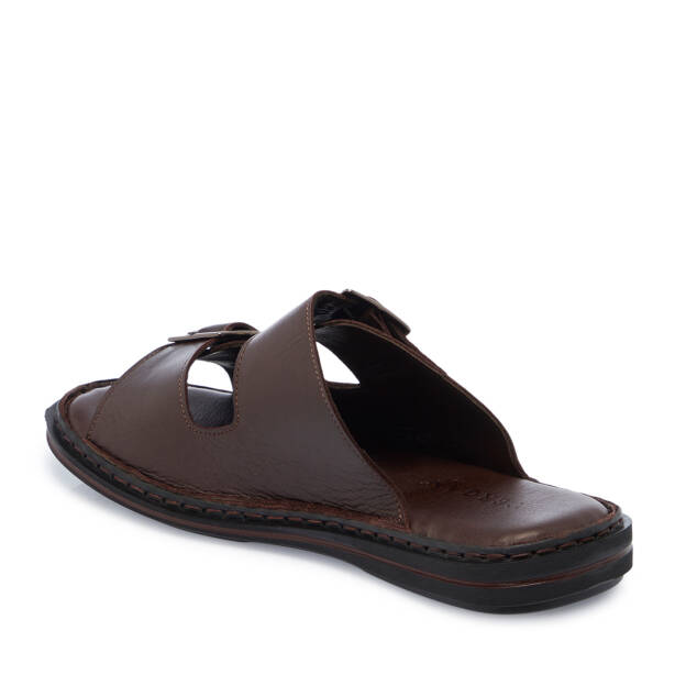 Kahverengi Hakiki Deri Erkek Terlik - E26Y1TR57609-A24 - 3