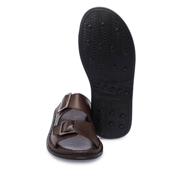 Kahverengi Hakiki Deri Erkek Terlik - E26Y1TR57609-A24 - 4