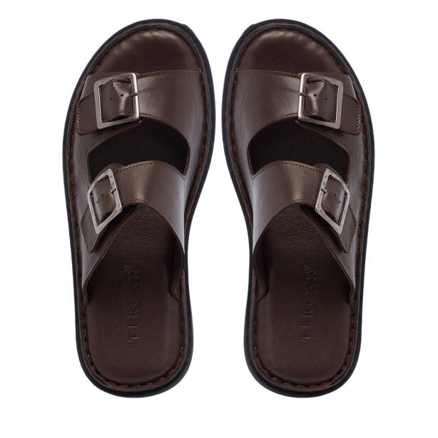 Kahverengi Hakiki Deri Erkek Terlik - E26Y1TR57609-A24 - 5