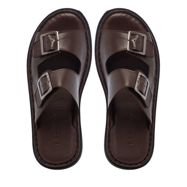 Kahverengi Hakiki Deri Erkek Terlik - E26Y1TR57609-A24 - 5