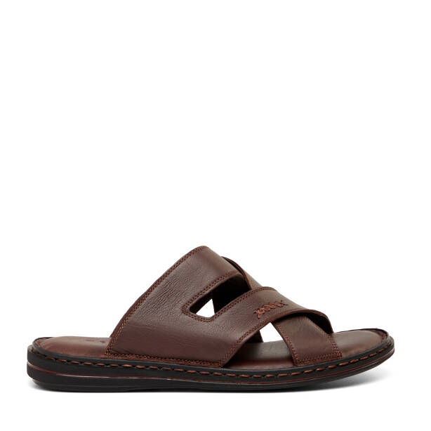 Kahverengi Hakiki Deri Erkek Terlik - E26Y1TR57610-A24 - Tergan