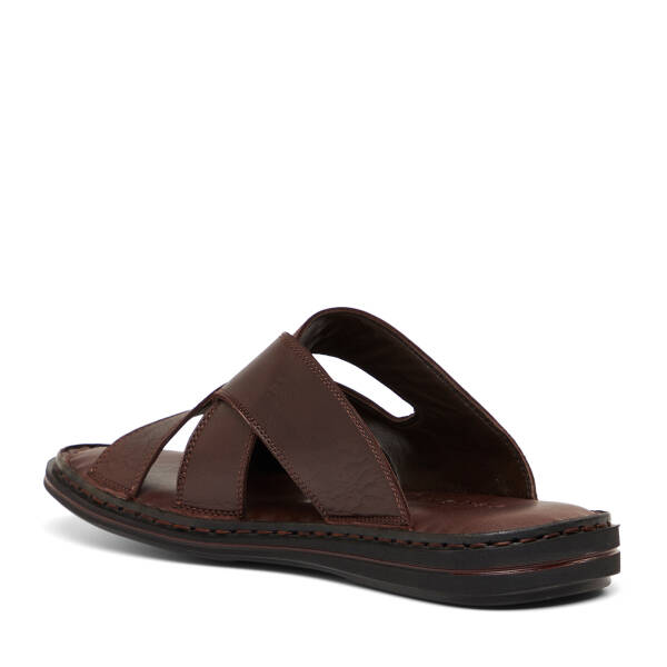 Kahverengi Hakiki Deri Erkek Terlik - E26Y1TR57610-A24 - 4