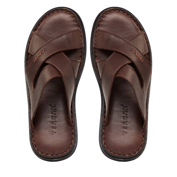 Kahverengi Hakiki Deri Erkek Terlik - E26Y1TR57610-A24 - 5