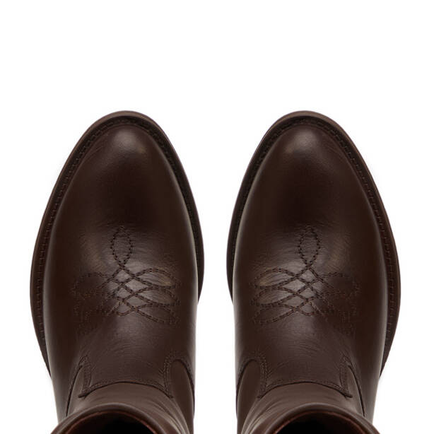 Kahverengi Hakiki Deri Kadın Çizme - K25K1CM68314-A24 - Tergan