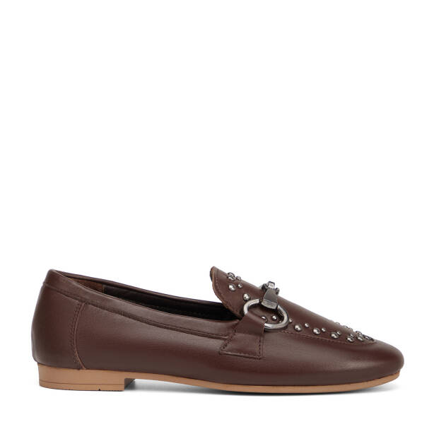 Kahverengi Hakiki Deri Kadın Loafer - K26I1AY68692-A24 