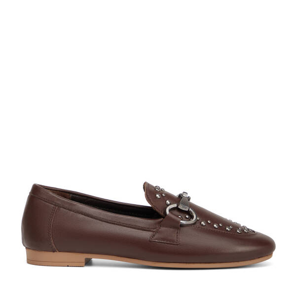 Kahverengi Hakiki Deri Kadın Loafer - K26I1AY68692-A24 - 1