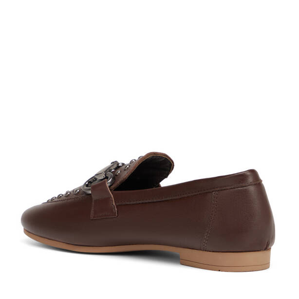 Kahverengi Hakiki Deri Kadın Loafer - K26I1AY68692-A24 - 4