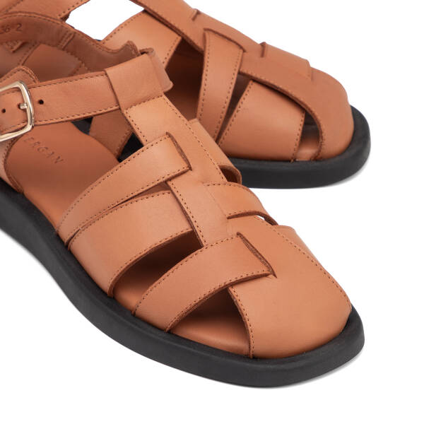 Kahverengi Hakiki Deri Kadın Sandalet - K25Y1SN68106-K68 - 3