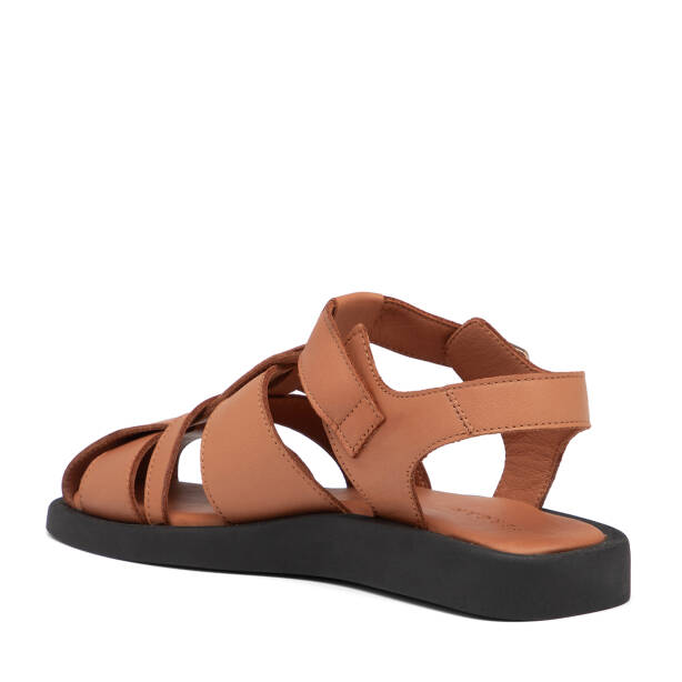 Kahverengi Hakiki Deri Kadın Sandalet - K25Y1SN68106-K68 - 4