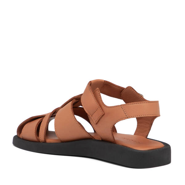 Kahverengi Hakiki Deri Kadın Sandalet - K25Y1SN68106-K68 - 4