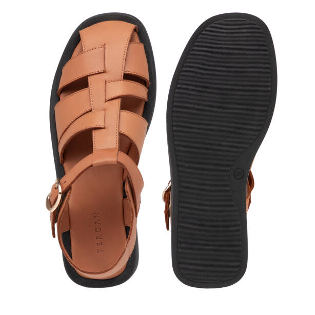 Kahverengi Hakiki Deri Kadın Sandalet - K25Y1SN68106-K68 - 6