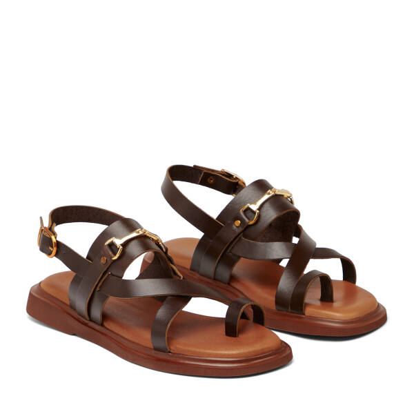 Kahverengi Hakiki Deri Kadın Sandalet - K26Y1SN68450-O09 - 2