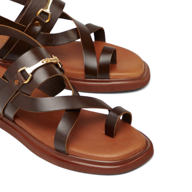 Kahverengi Hakiki Deri Kadın Sandalet - K26Y1SN68450-O09 - Tergan