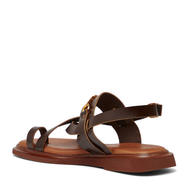 Kahverengi Hakiki Deri Kadın Sandalet - K26Y1SN68450-O09 - Tergan