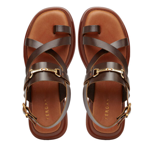 Kahverengi Hakiki Deri Kadın Sandalet - K26Y1SN68450-O09 - Tergan