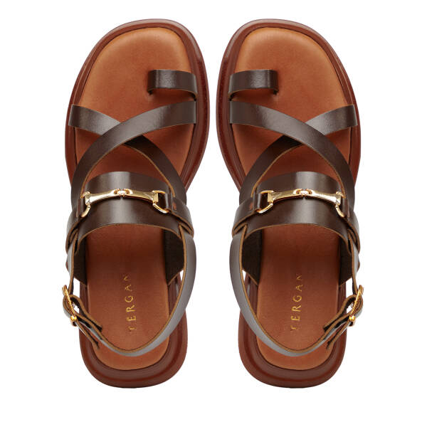 Kahverengi Hakiki Deri Kadın Sandalet - K26Y1SN68450-O09 - 5