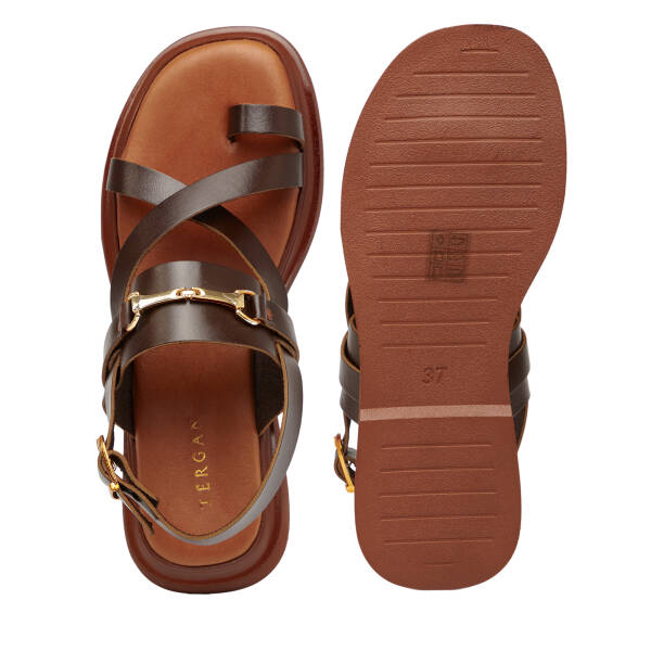 Kahverengi Hakiki Deri Kadın Sandalet - K26Y1SN68450-O09 - 6