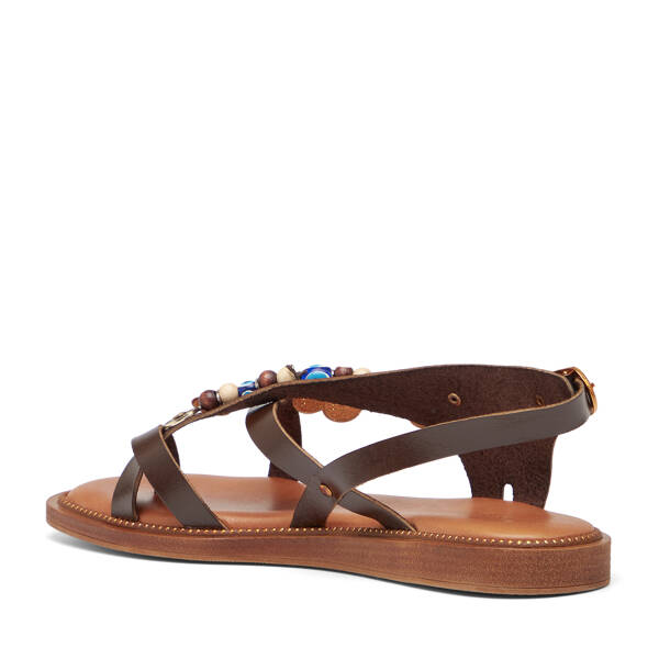 Kahverengi Hakiki Deri Kadın Sandalet - K26Y1SN68451-O09 - 4