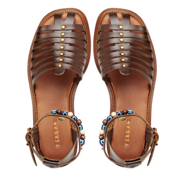 Kahverengi Hakiki Deri Kadın Sandalet - K26Y1SN68452-O09 - 5