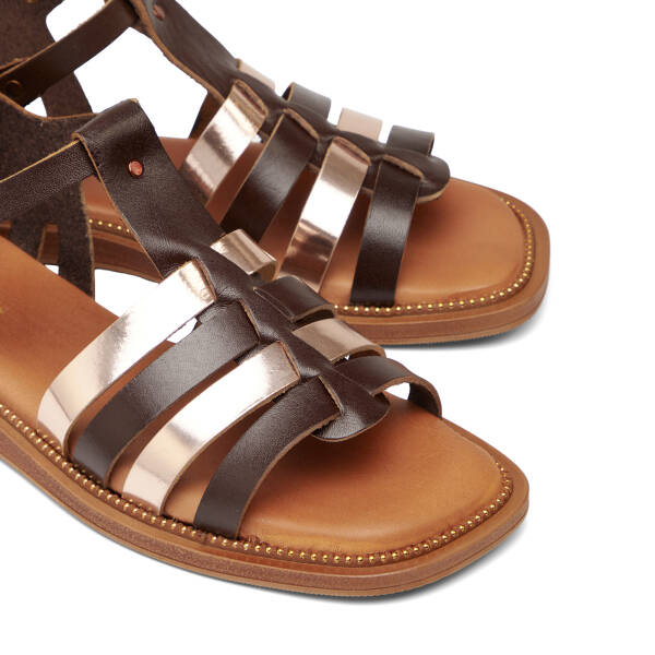 Kahverengi Hakiki Deri Kadın Sandalet - K26Y1SN68453-O09 - 3