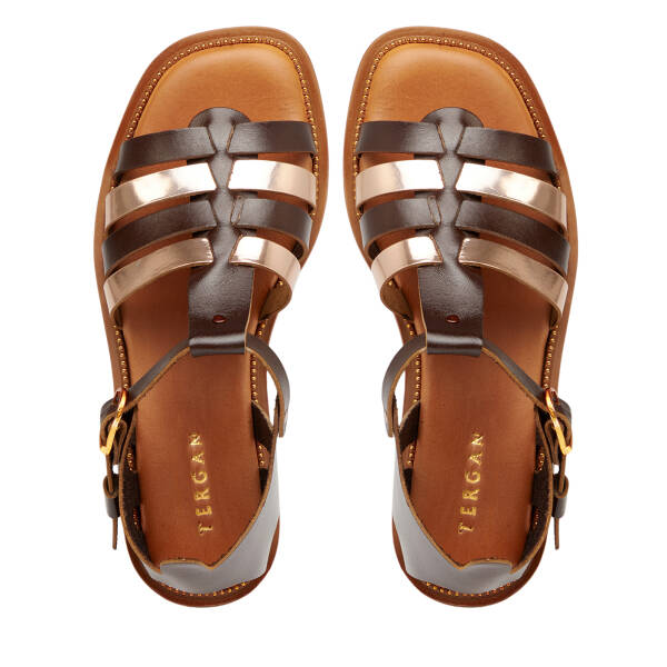 Kahverengi Hakiki Deri Kadın Sandalet - K26Y1SN68453-O09 - 5