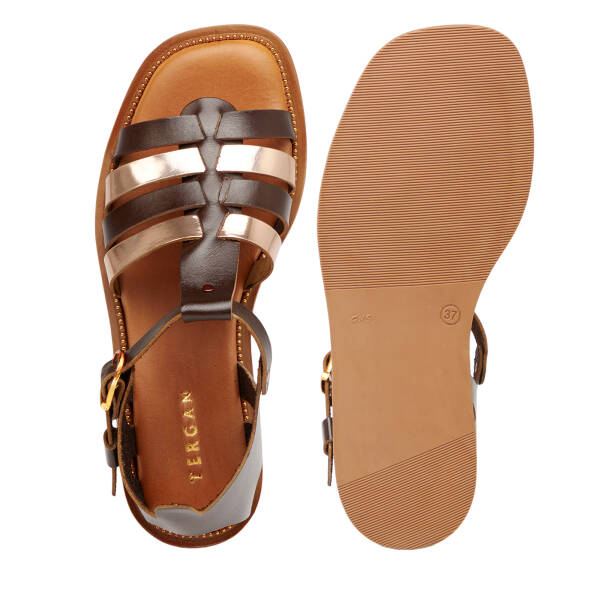 Kahverengi Hakiki Deri Kadın Sandalet - K26Y1SN68453-O09 - 6