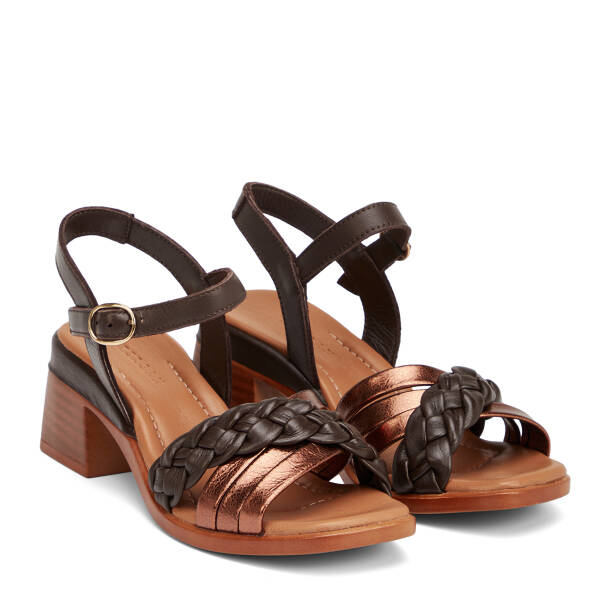 Kahverengi Hakiki Deri Kadın Sandalet - K26Y1SN68536-W03 - 2
