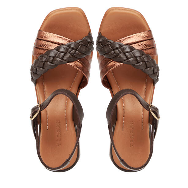 Kahverengi Hakiki Deri Kadın Sandalet - K26Y1SN68536-W03 - 5