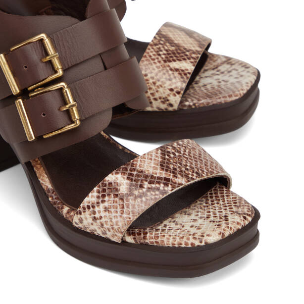 Kahverengi Hakiki Deri Kadın Sandalet - K26Y1SN68589-K5S - 3