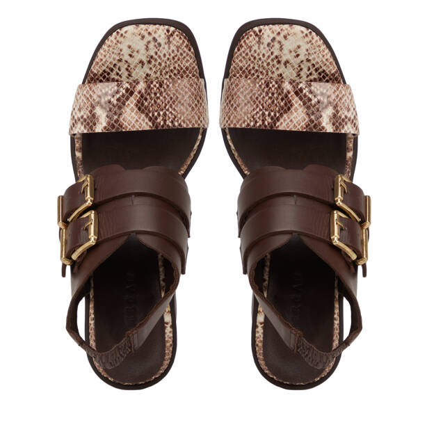 Kahverengi Hakiki Deri Kadın Sandalet - K26Y1SN68589-K5S - 5