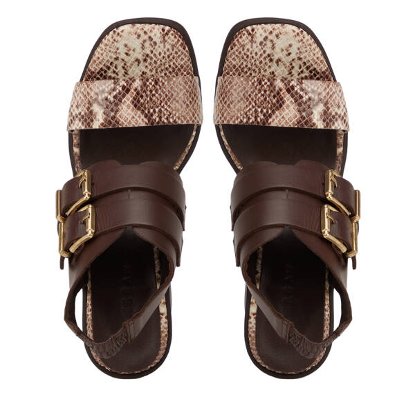 Kahverengi Hakiki Deri Kadın Sandalet - K26Y1SN68589-K5S - 5