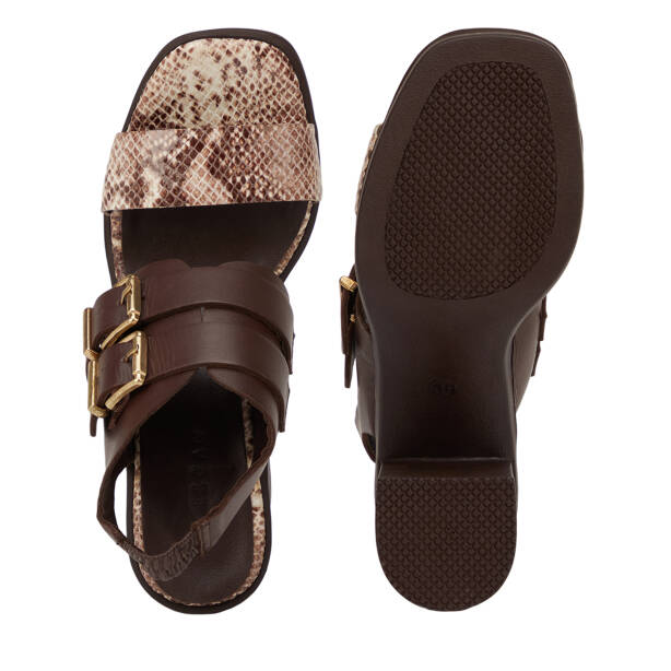 Kahverengi Hakiki Deri Kadın Sandalet - K26Y1SN68589-K5S - 6