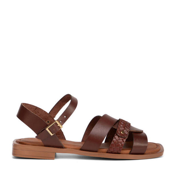 Kahverengi Hakiki Deri Kadın Sandalet - K26Y1SN68661-A24 - 1