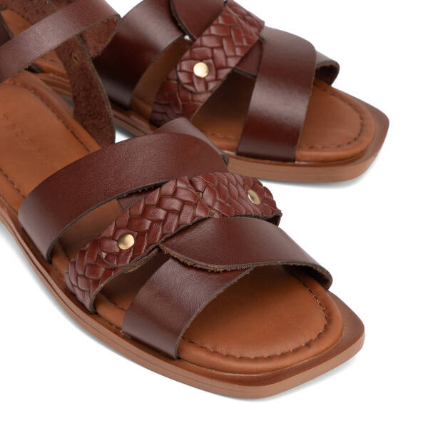 Kahverengi Hakiki Deri Kadın Sandalet - K26Y1SN68661-A24 - 3