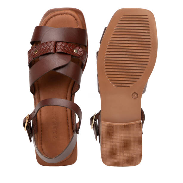Kahverengi Hakiki Deri Kadın Sandalet - K26Y1SN68661-A24 - 6