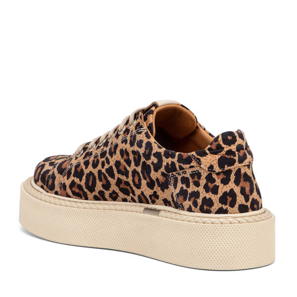 Kahverengi Leopar Desenli Hakiki Deri Kadın Sneaker - K25I1AY67877-U5S - 4