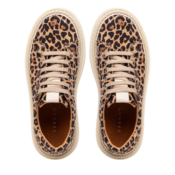 Kahverengi Leopar Desenli Hakiki Deri Kadın Sneaker - K25I1AY67877-U5S - 5