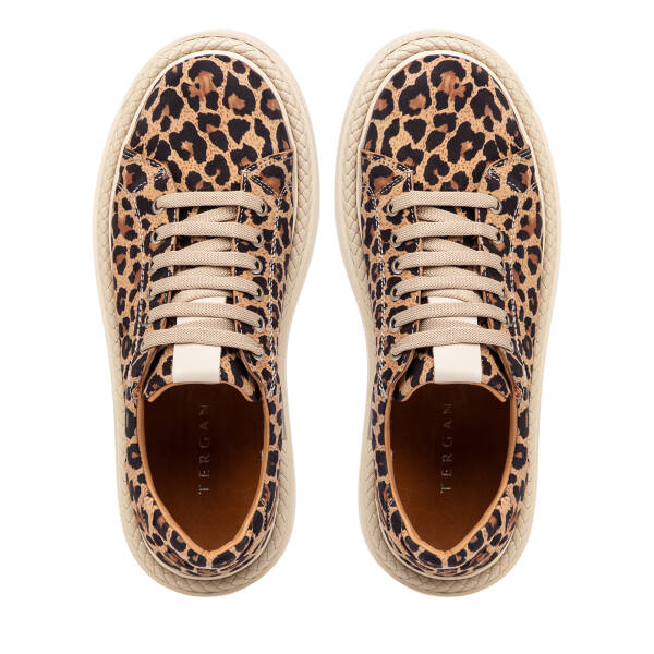 Kahverengi Leopar Desenli Hakiki Deri Kadın Sneaker - K25I1AY67877-U5S - 5