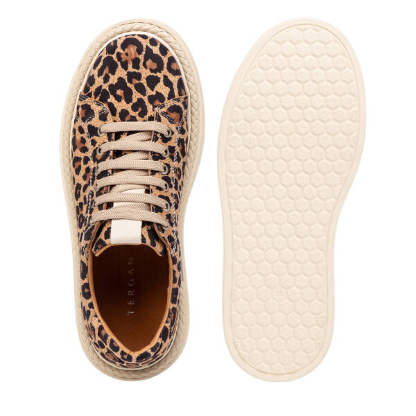 Kahverengi Leopar Desenli Hakiki Deri Kadın Sneaker - K25I1AY67877-U5S - 6
