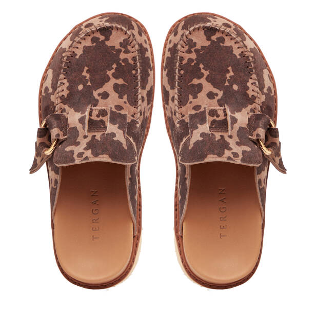 Kahverengi Hakiki Deri Kadın Terlik - K26Y1TR68400-A24 - Tergan