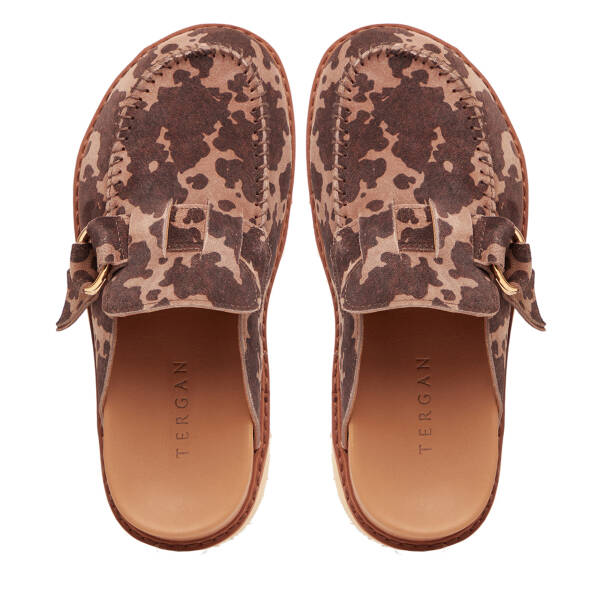 Kahverengi Hakiki Deri Kadın Terlik - K26Y1TR68400-A24 - 5
