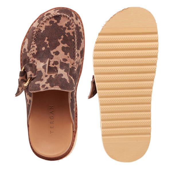 Kahverengi Hakiki Deri Kadın Terlik - K26Y1TR68400-A24 - Tergan