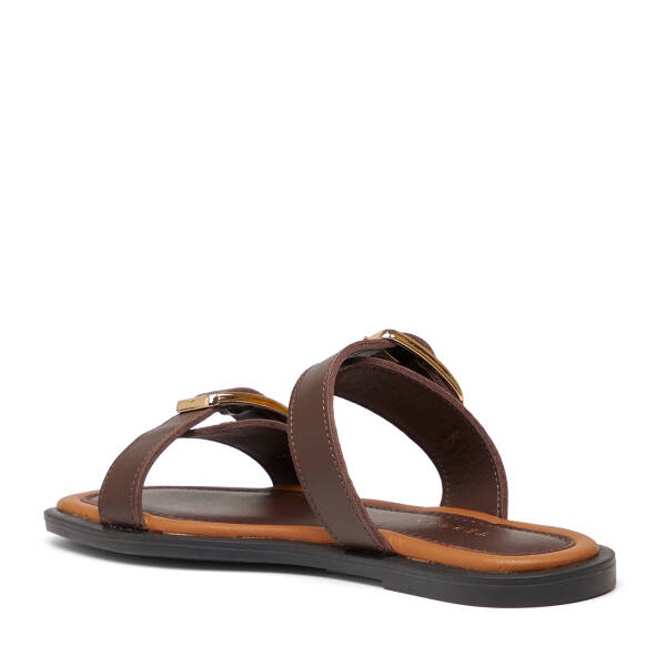 Kahverengi Hakiki Deri Kadın Terlik - K26Y1TR68420-A24 - 4